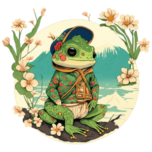 Download adorable frog in traditional outfit png online