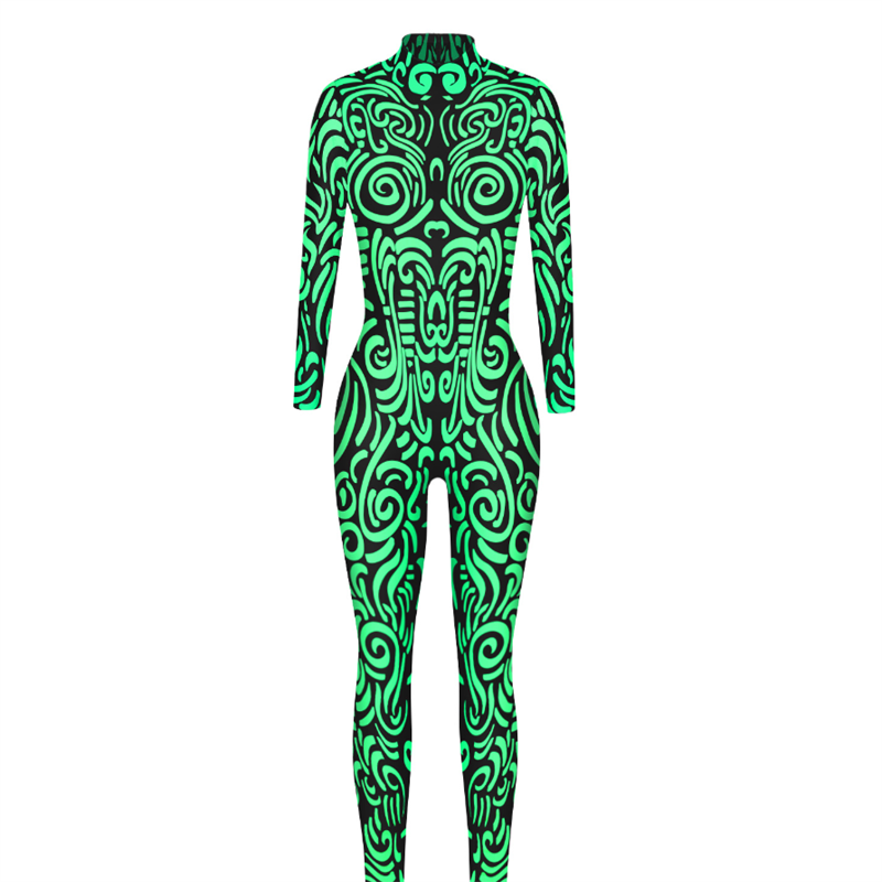 New women cosplay jumpsuit eu us style sexy d printed futuristic costumes