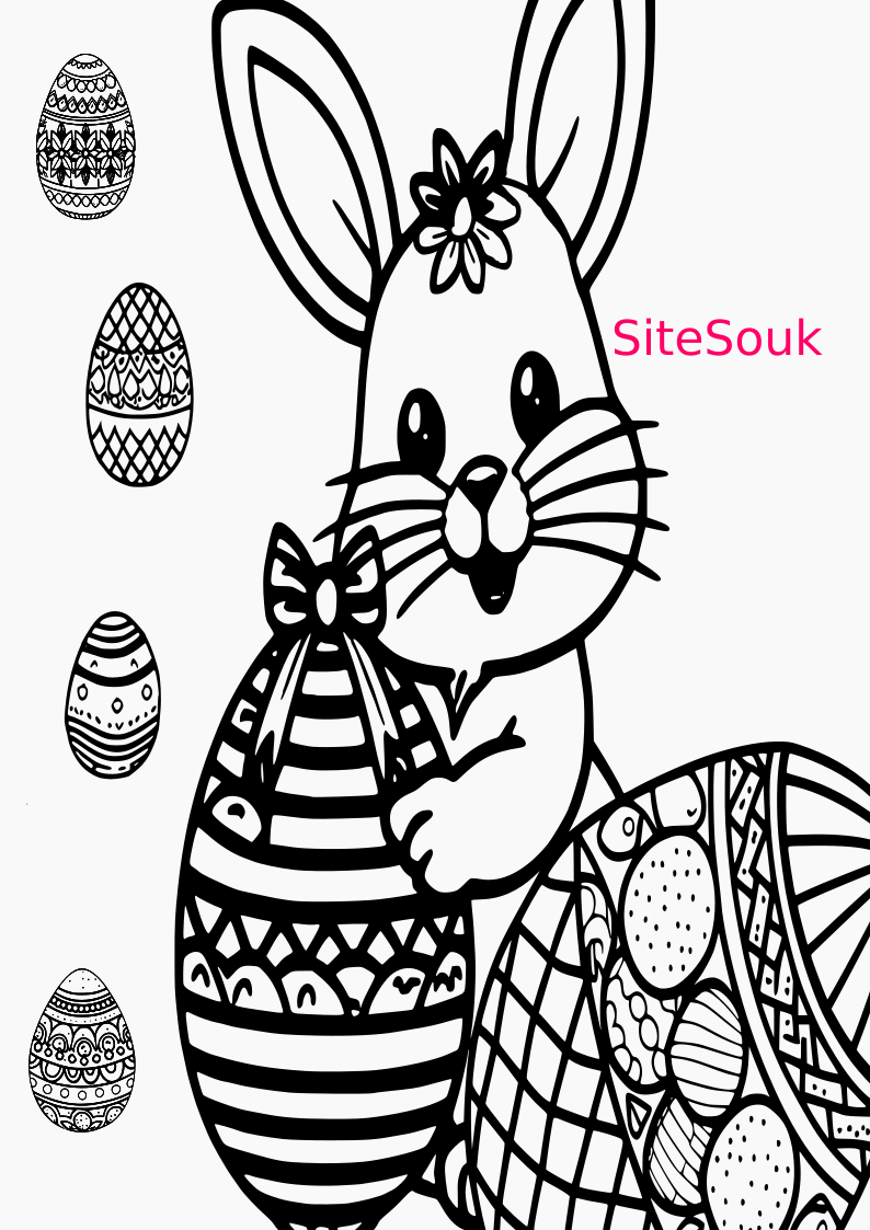 Easy to color for kids free download bunny coloring page