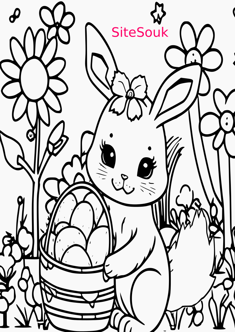 Easy to color for kids free download bunny coloring page