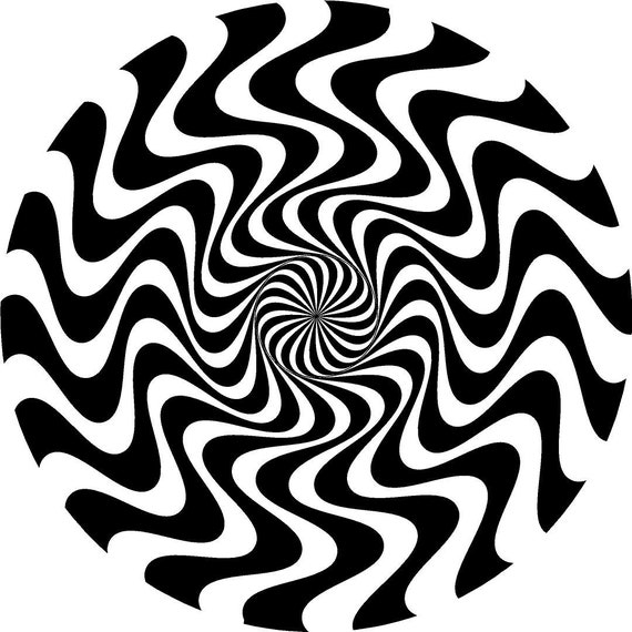 Hypnotic spiral swirl wall decal black white circular optical illusion removable fabric wall sticker