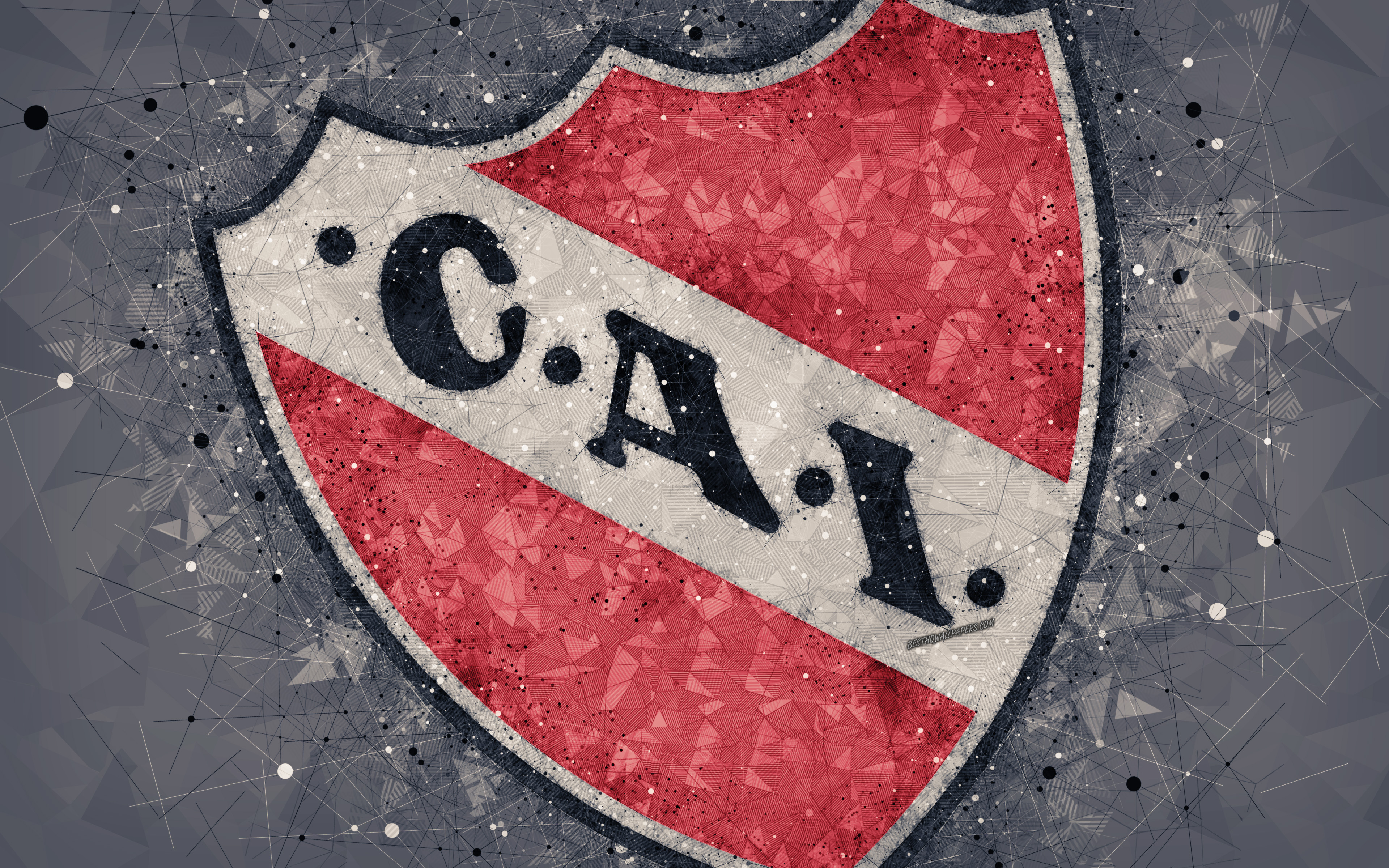 Download wallpapers club atletico independiente cai k logo geometric art argentine football club gray abstract background argentine primera division football avellaneda buenos aires argentina creative art independiente fc for desktop with