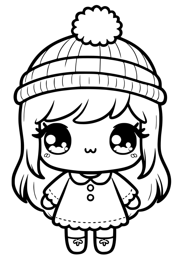 Winter girl drawing for coloring page free printable nurieworld