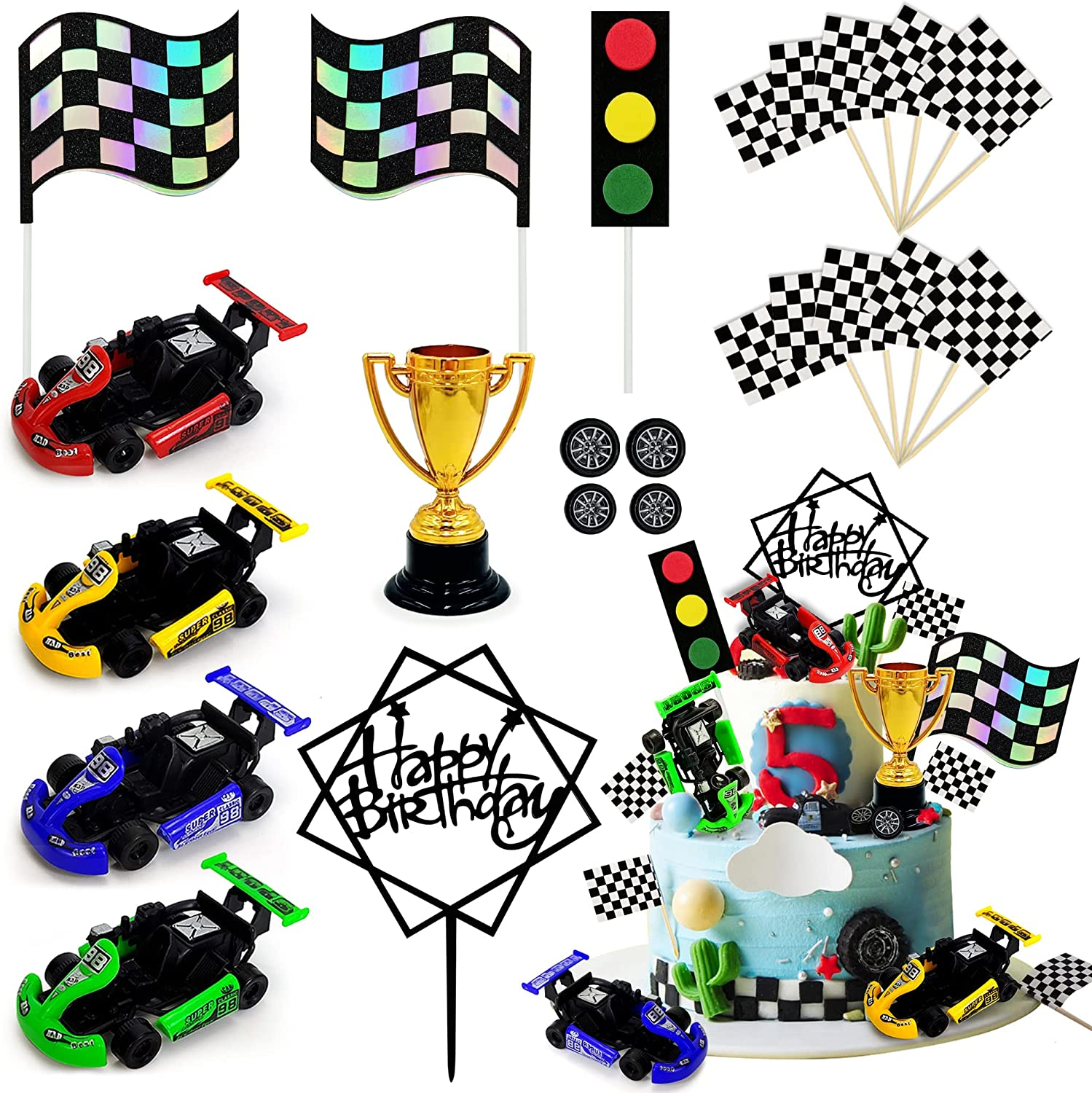 Racing car cake decoration racing car cake topper racing car birthday cake decor