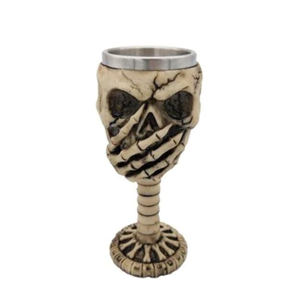 Creative d stainless steel skull beer mug resin goblet bowl