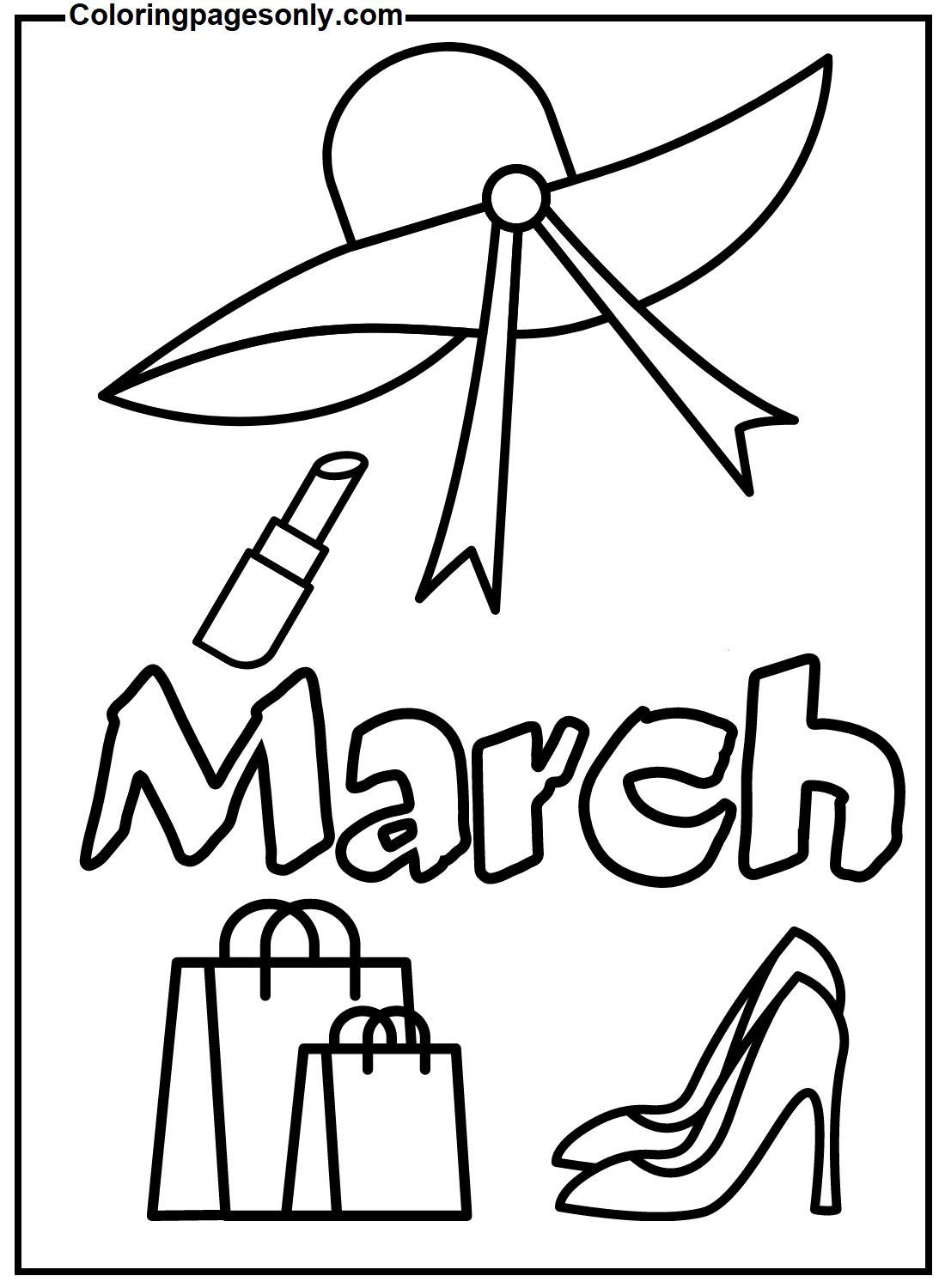 Dibujo de mujeres del mes de marzo para colorear