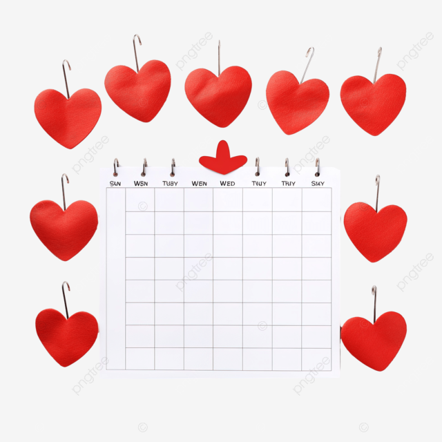 Pãgina de calendario con corazon en el dãa de san valentãn png dibujos pãgina del calendario calendario de dãas m png imagen para dcarga gratuita