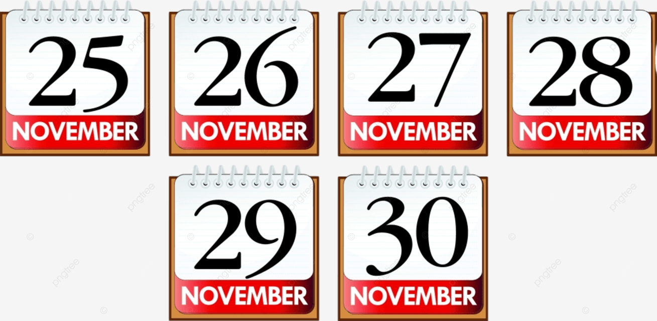 Dias de noviembre calendario fechas png dibujos conjunto calendario diario png y vector para dcargar gratis