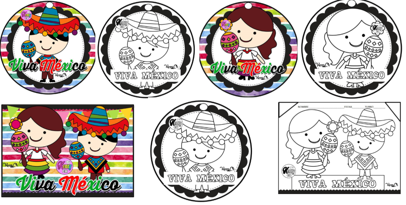 Fabulosos diseãos a color y en blanco y negro para colorear y celebrar las fiestas patrias material educativo