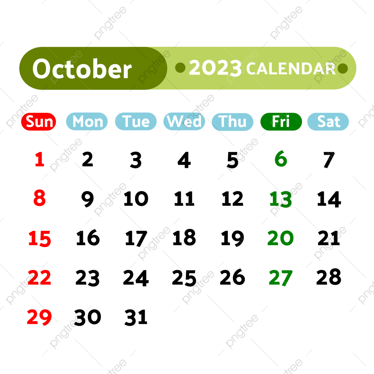 New october calendar png transparent images free download vector files