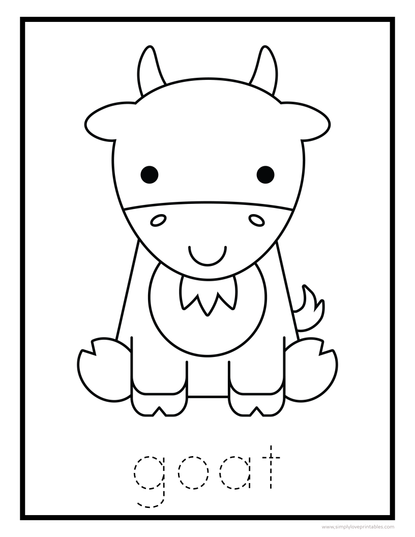 Free printable animal coloring pages with letter tracing