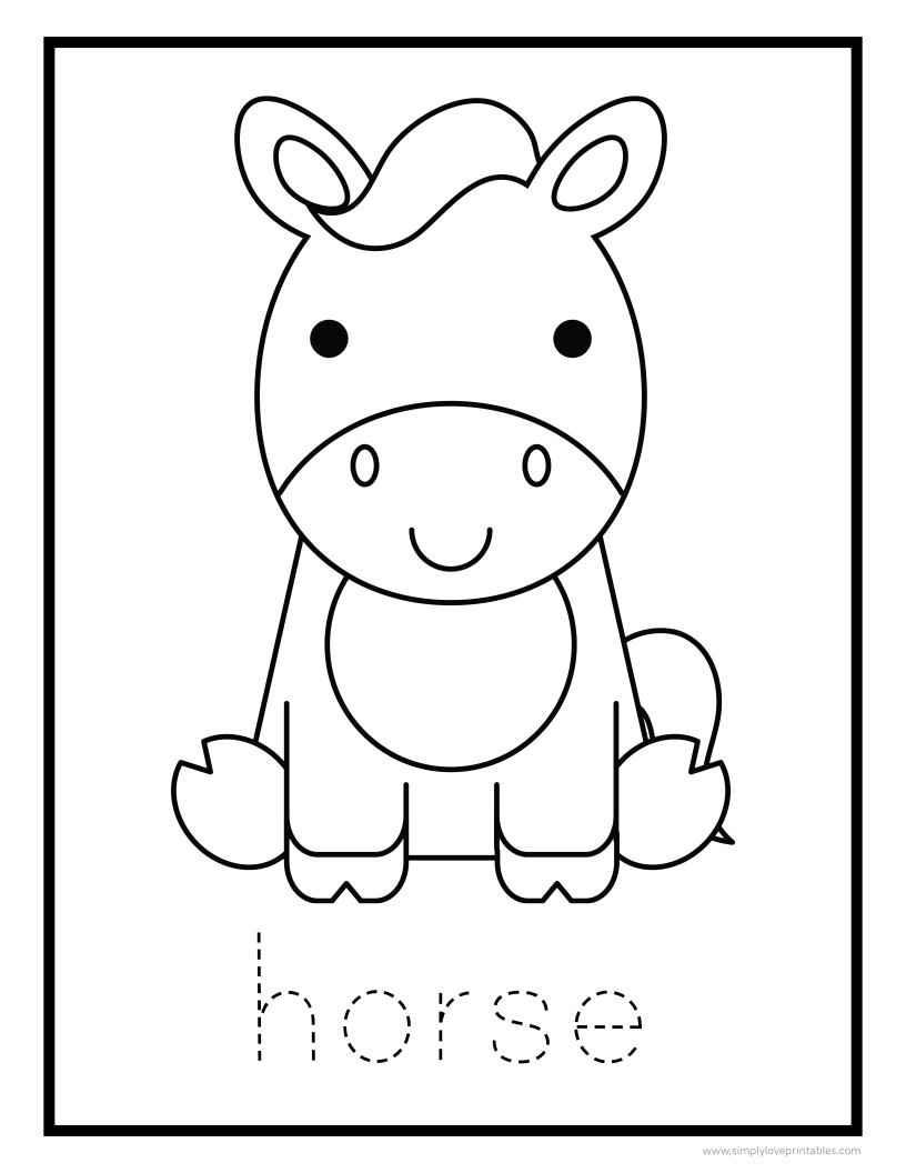 Free printable animal coloring pages with letter tracing