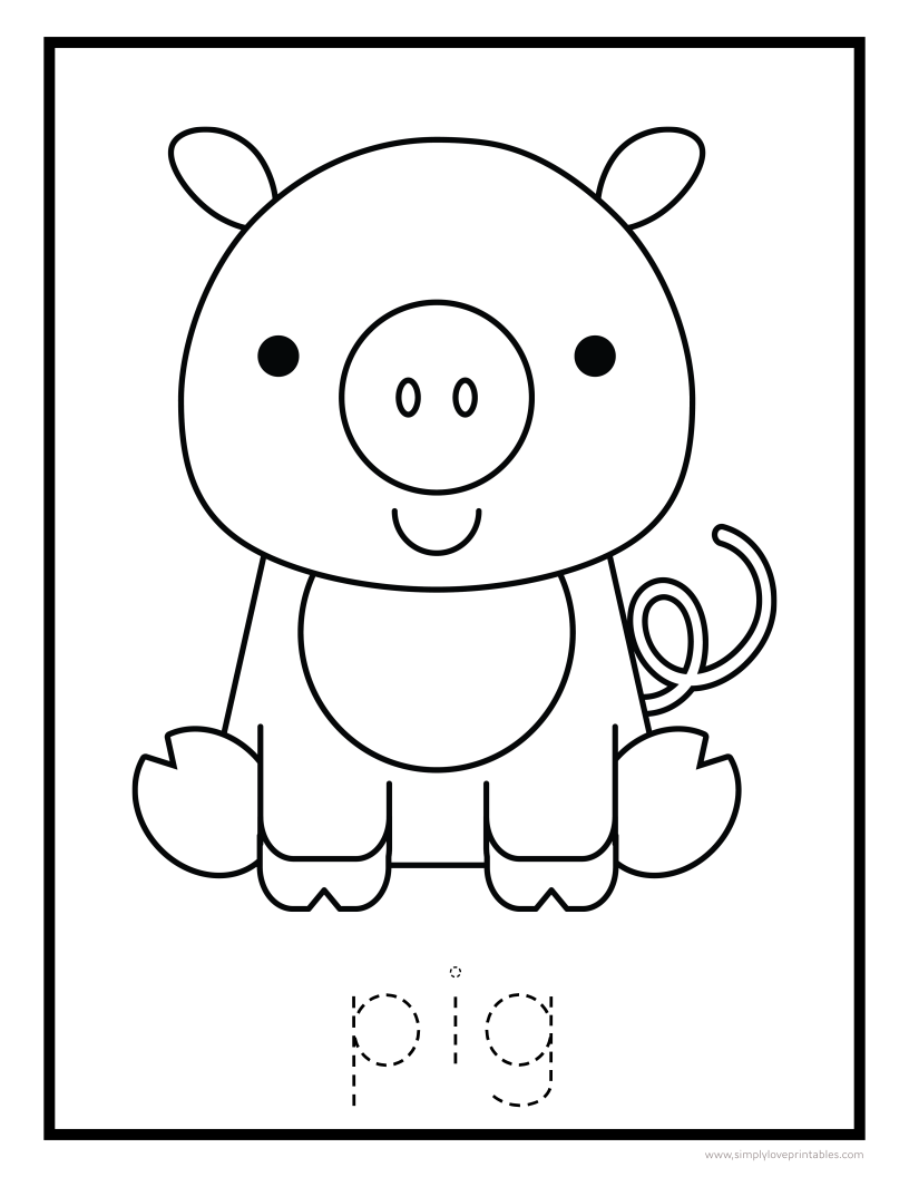 Free printable animal coloring pages with letter tracing