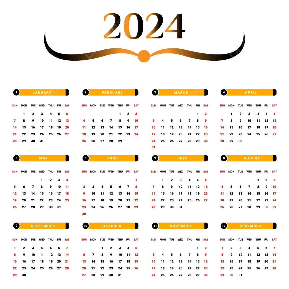 Calendrier jaune et noir avec une forme unique vecteur png calendrier calendrier calendrier annuel png et vecteur pour tãlãchargement gratuit