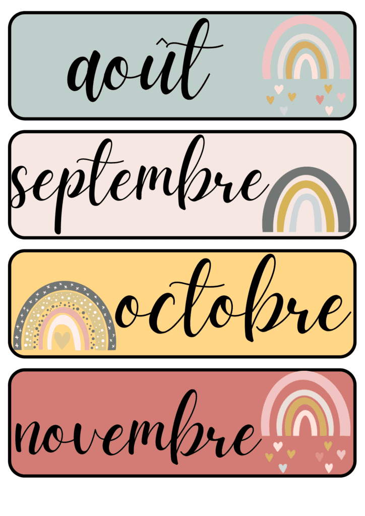 French calendar for classroom