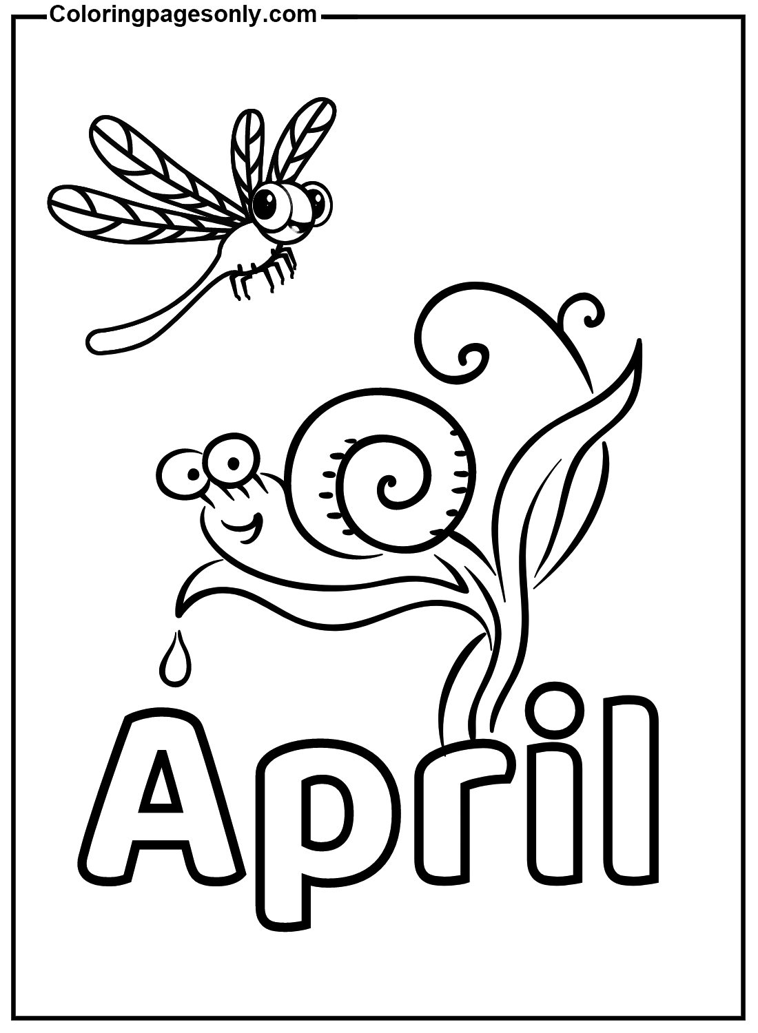 April with cute animals coloring page