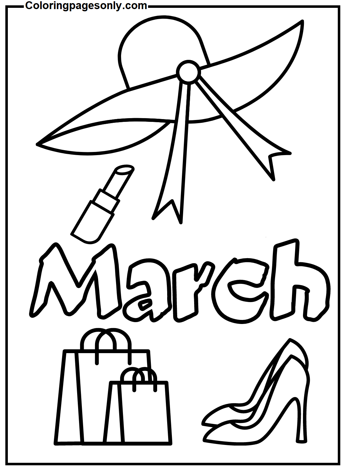 Month of march women coloring page