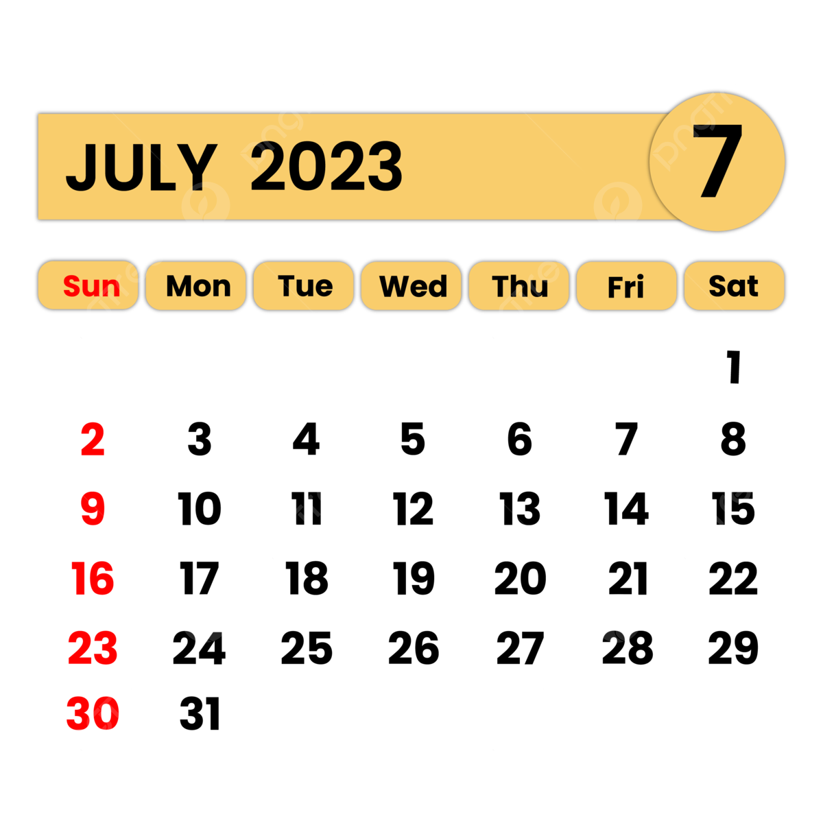 July calendar png transparent images free download vector files