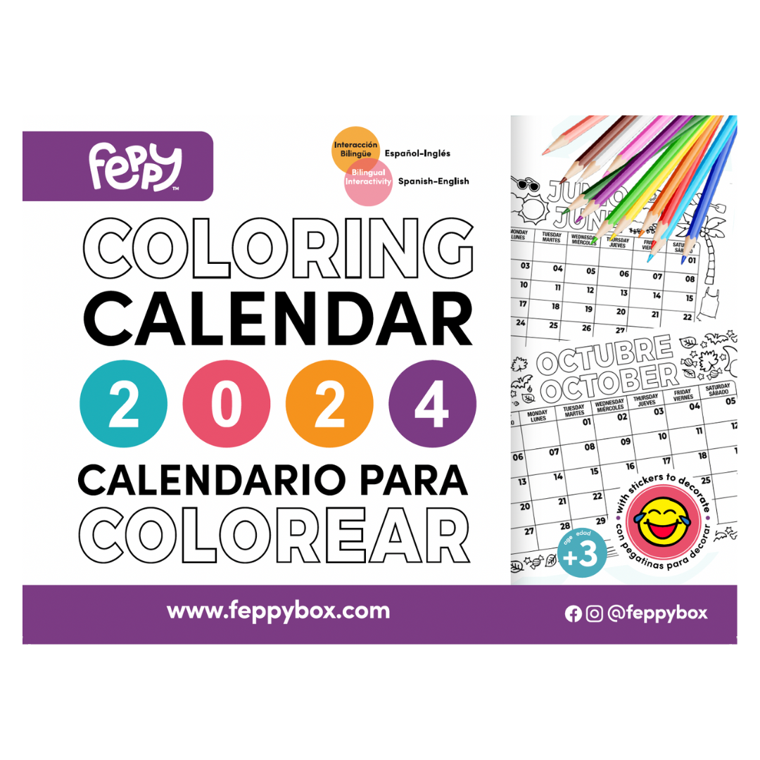 Bilingual coloring calendar for kids year