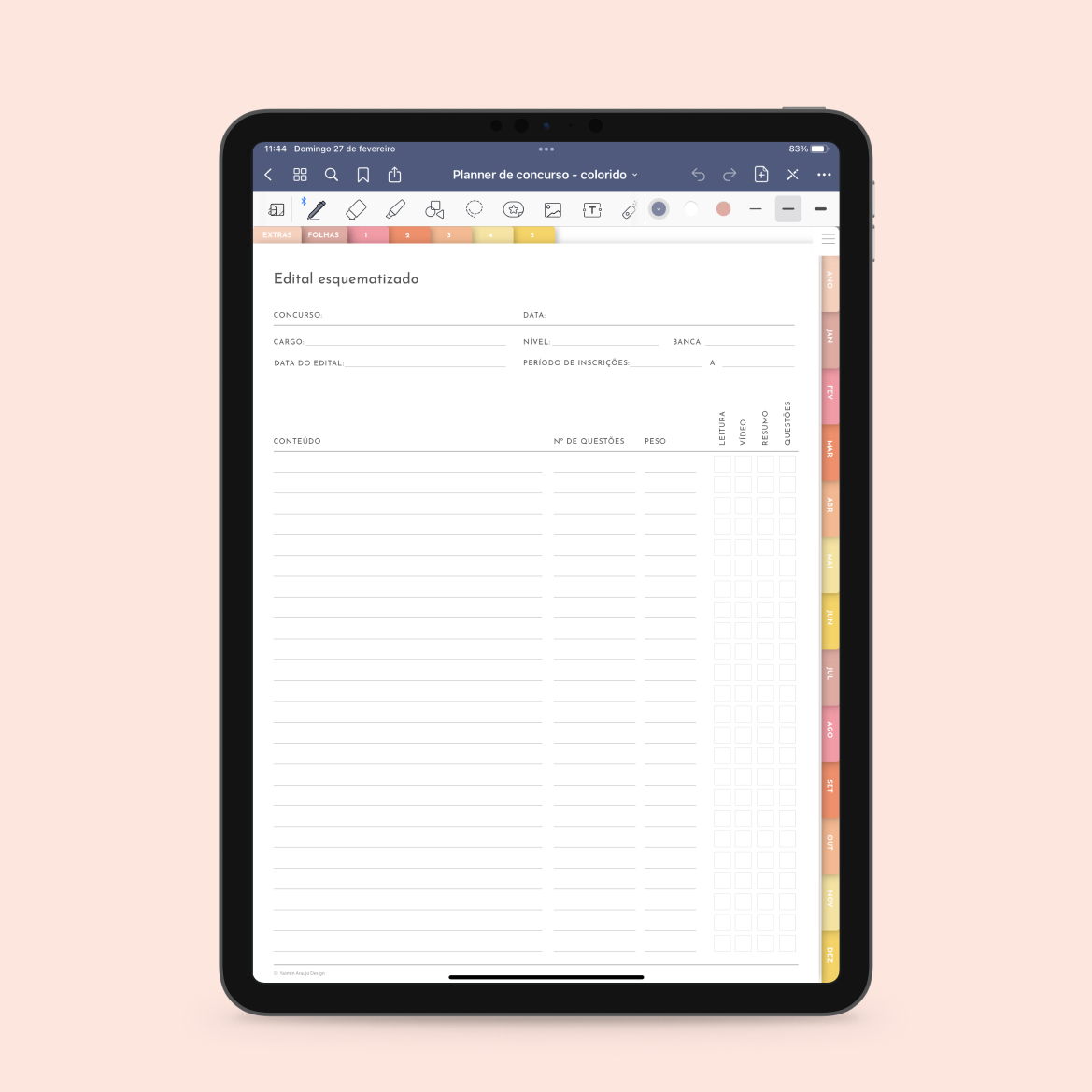 Planner de concurso para ipad e tablet yasmin araujo
