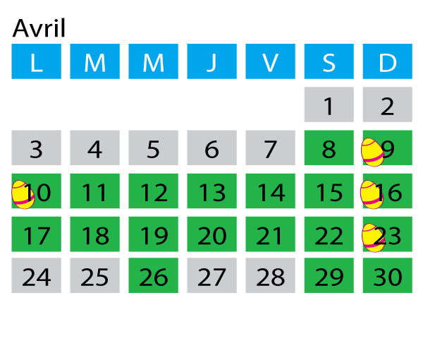 Calendrier â parc de loisirs les campaines