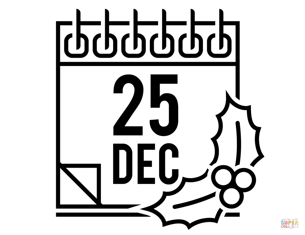 Desenho de calendãrio de eventos de natal para colorir desenhos para colorir e imprimir gratis