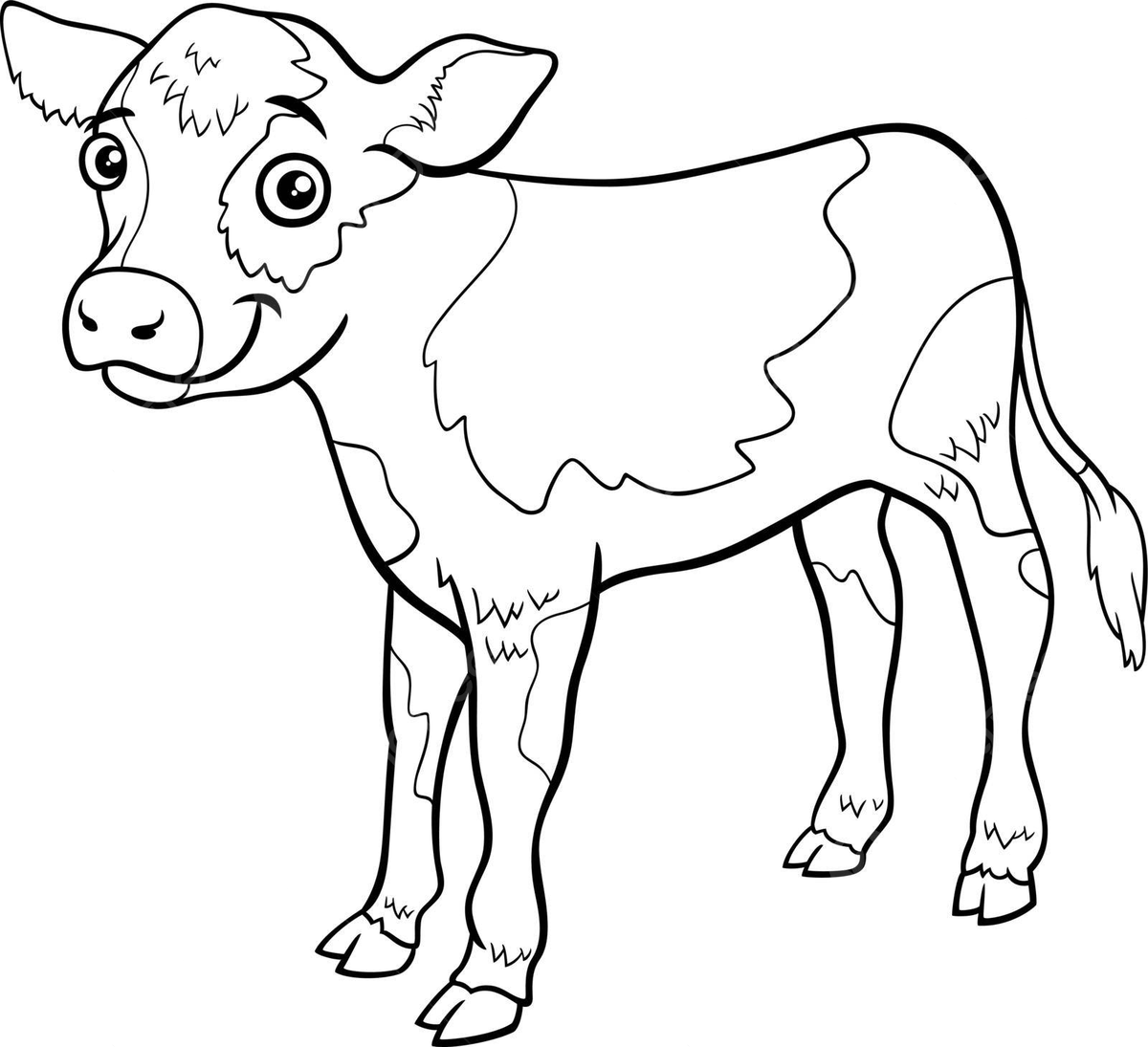 Coloring book page featuring a ic character of a calf farm animal vector animal drawing book drawing farm drawing png and vector with transparent background for free download