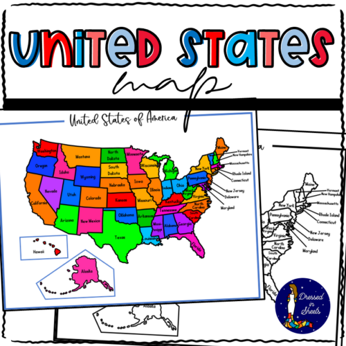 Printable united states map with activity made by teachers