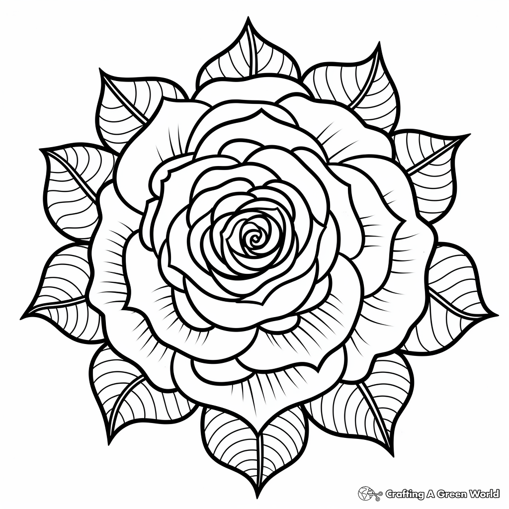 Rose flower mandala for adults relaxing coloring book. 4926209