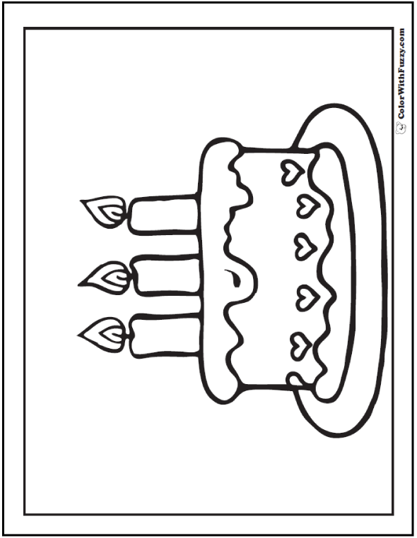Birthday cake coloring pages â customizable ad