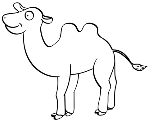 Cute cartoon bactrian camel coloring page free printable coloring pages