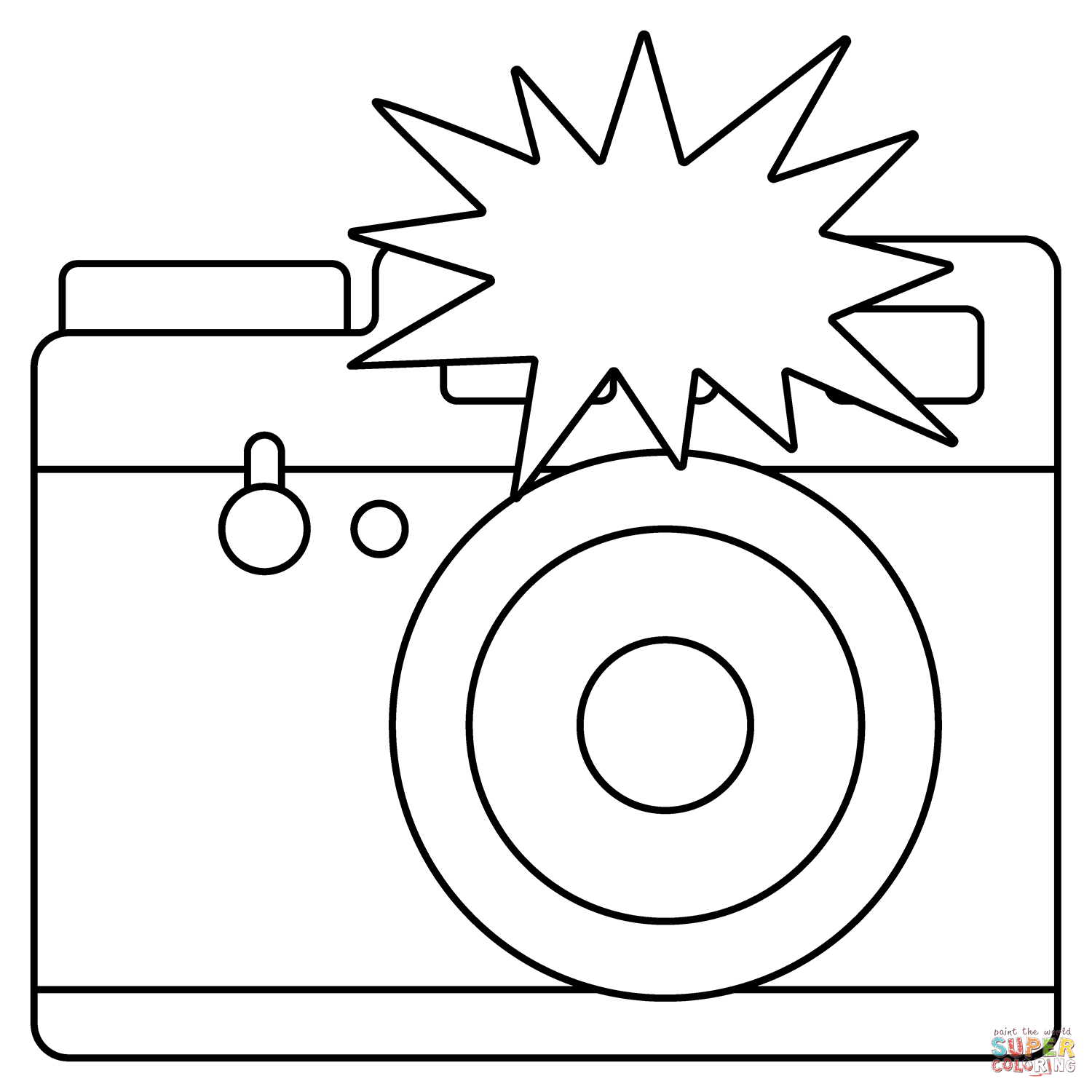 Camera with flash emoji coloring page free printable coloring pages