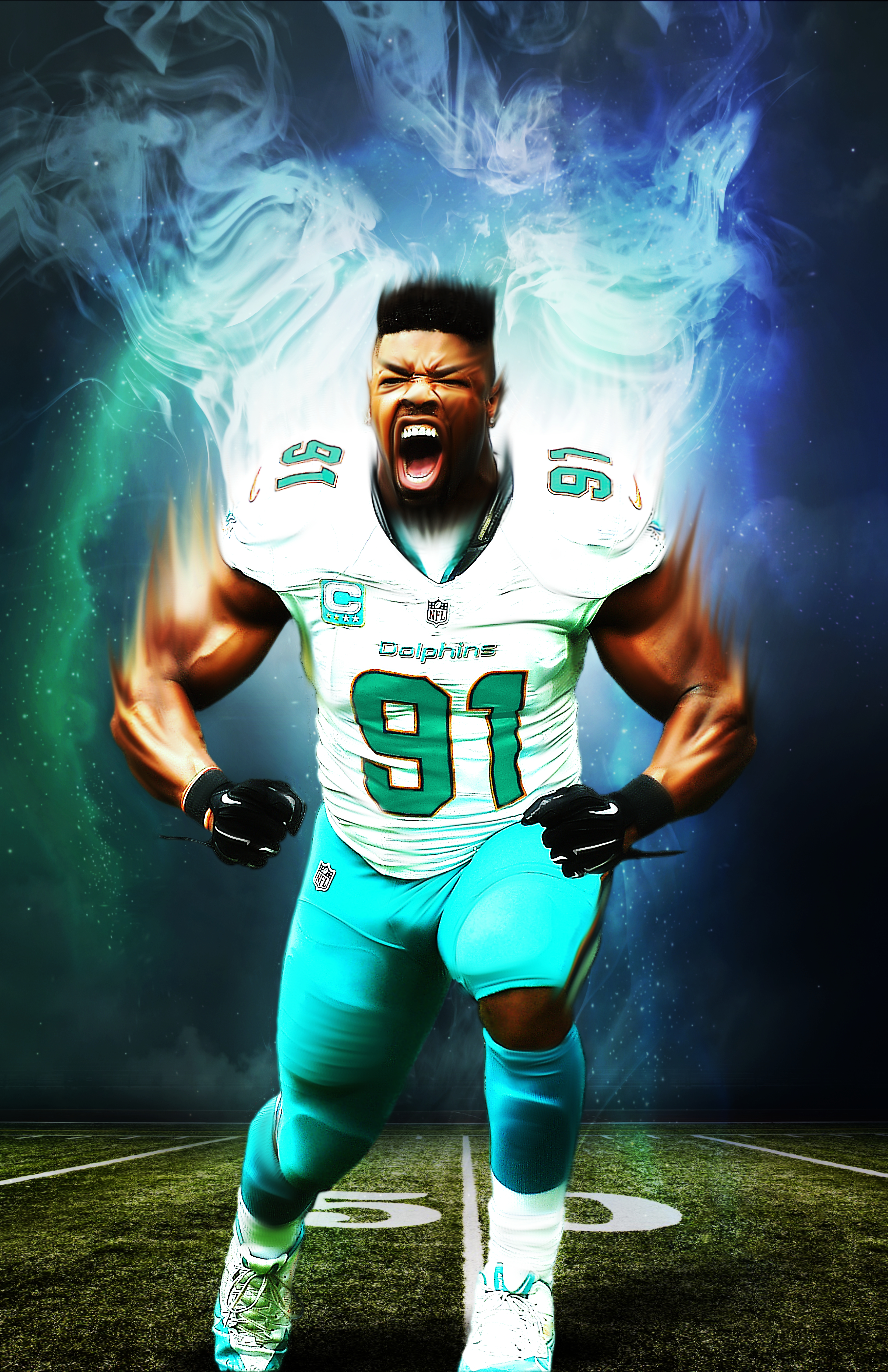 Cameron wake miami dolphins by hollywoodart on