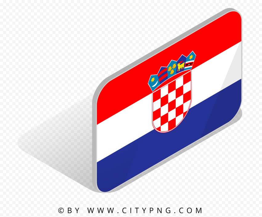 Croatia isometric d flag icon png image framed flag flag icon metal flag