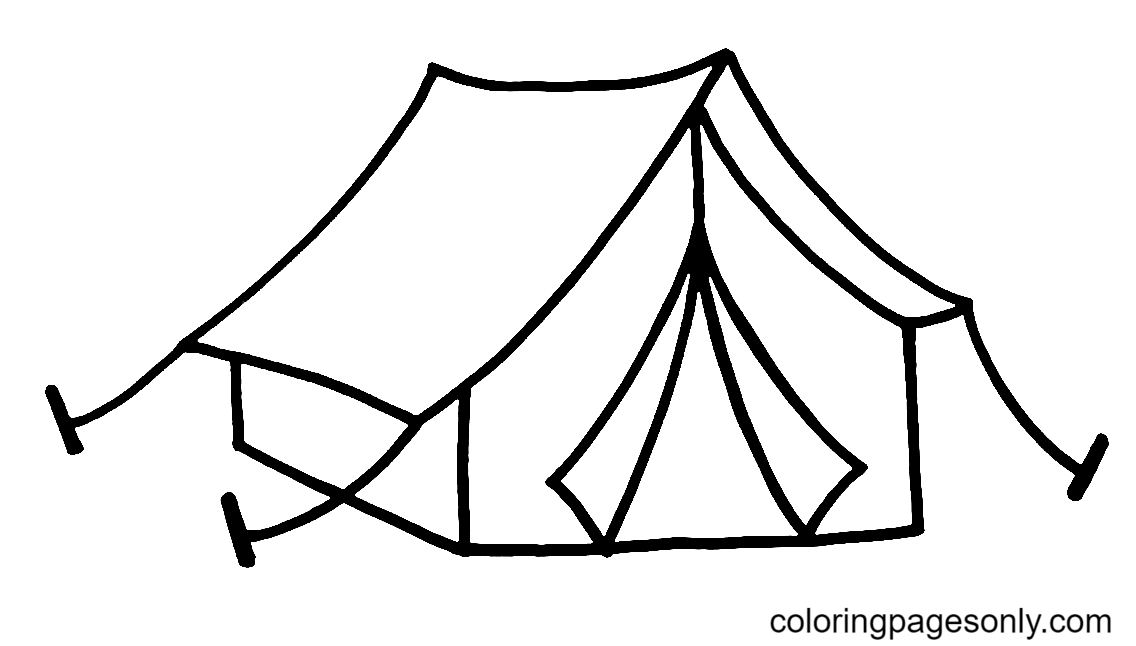 Simple camping tent coloring page