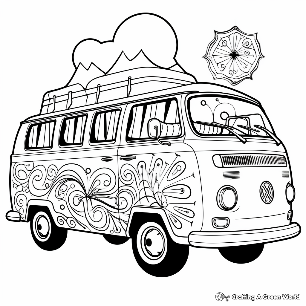 Hippie van coloring pages