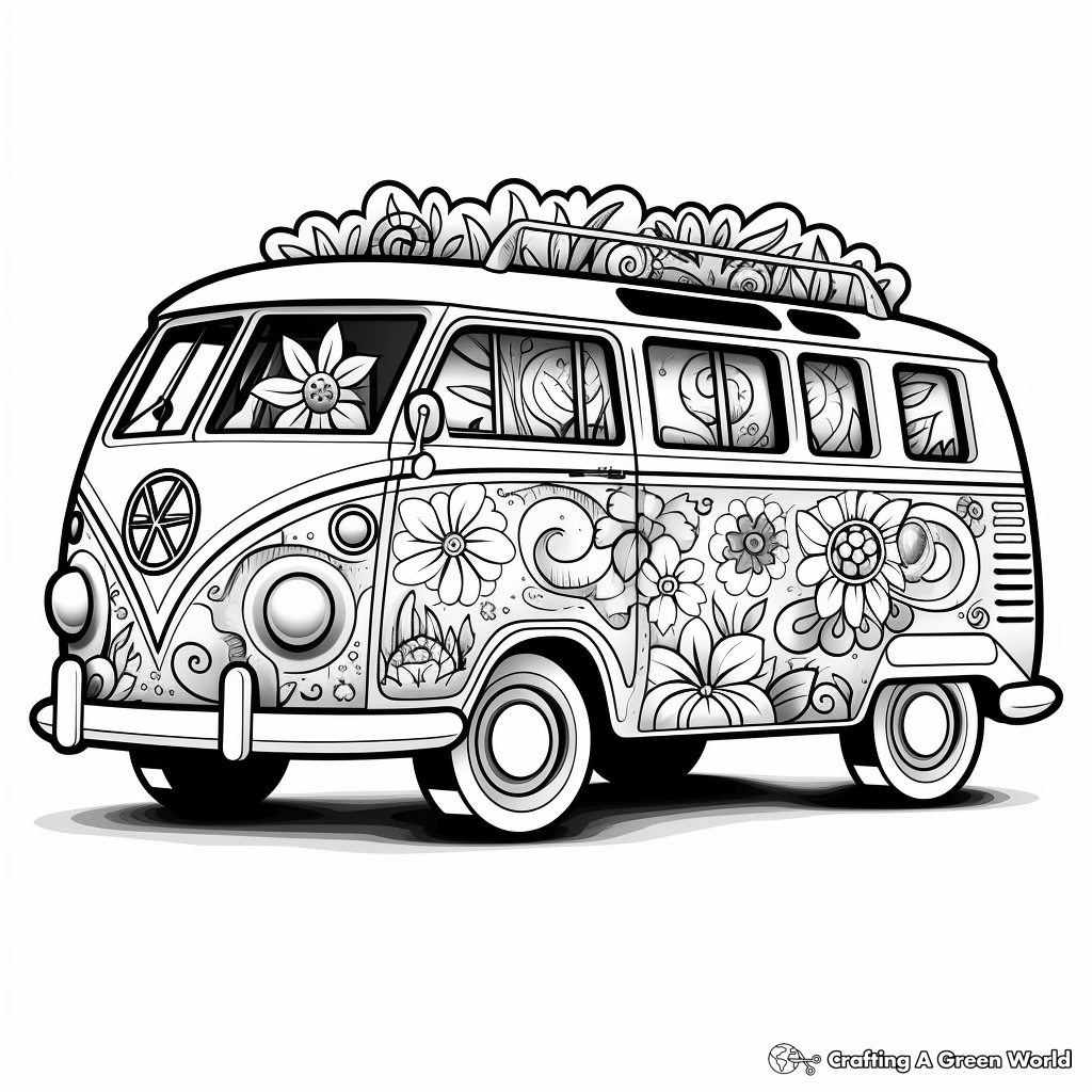 Hippie van coloring pages