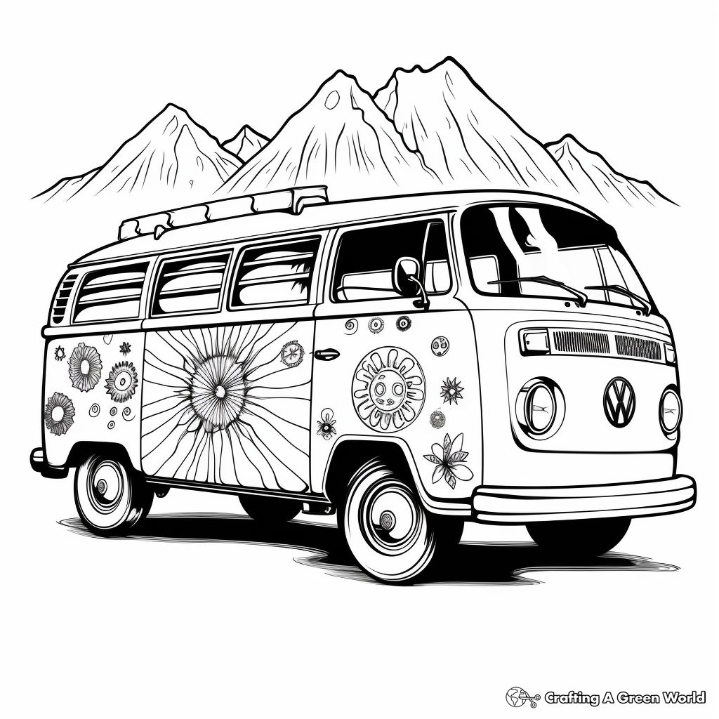 Hippie van coloring pages