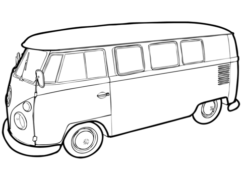 Vw bus t coloring page free printable coloring pages