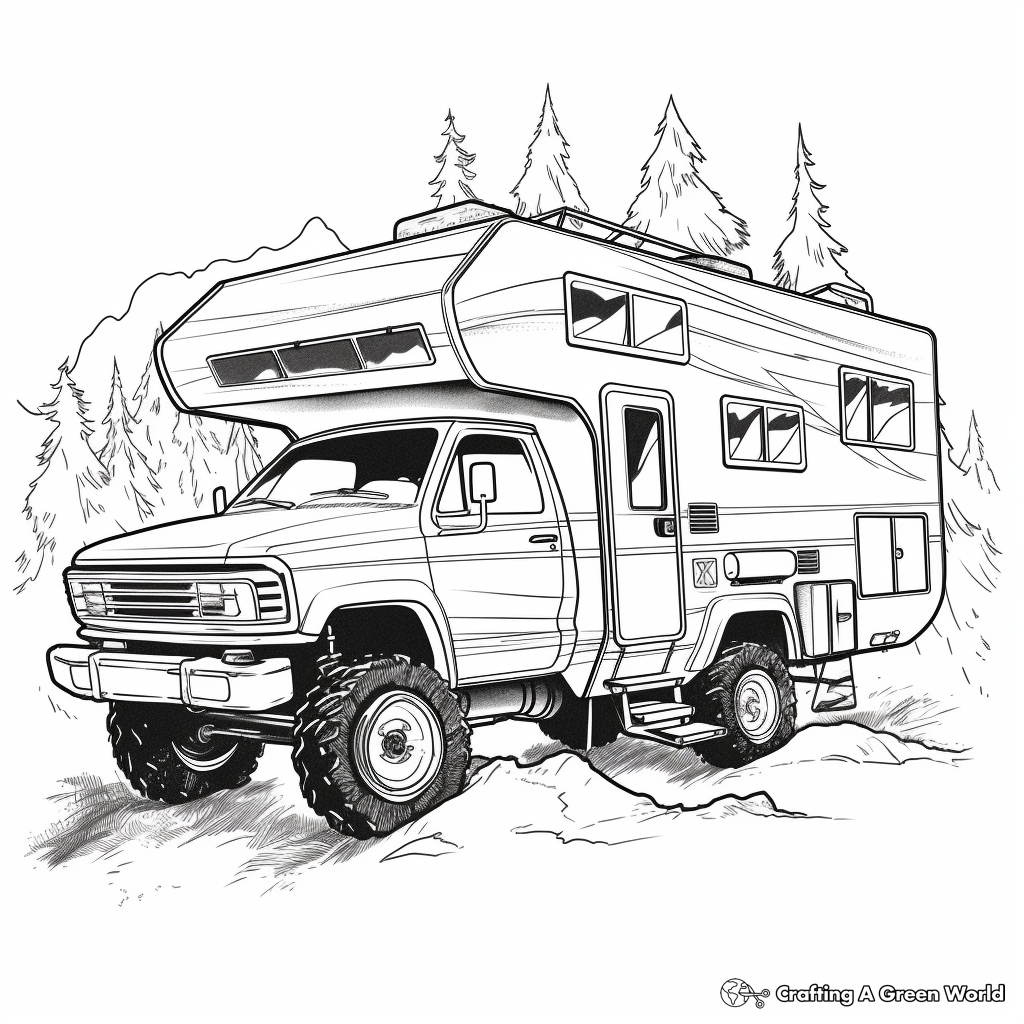 Camper rv coloring pages