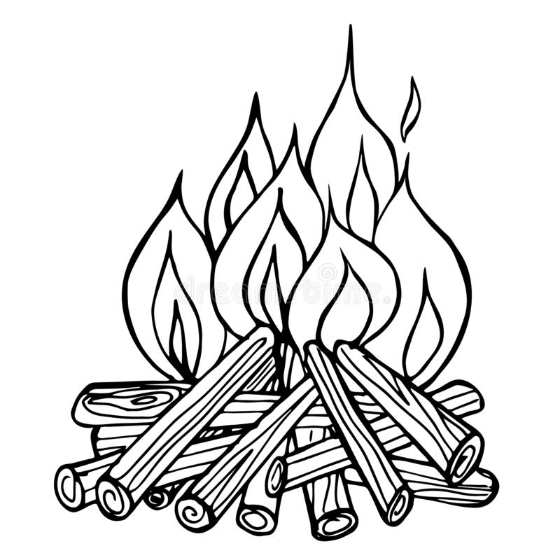 Fire and firewood coloring page