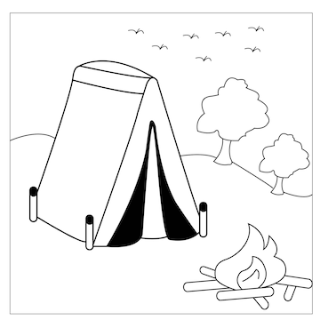 Premium vector vector camping coloring page for kids