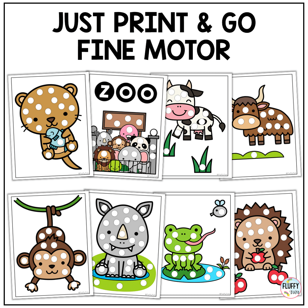 Fun pages zoo animals dot printable activity