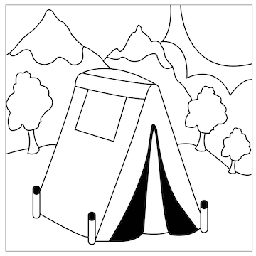 Premium vector vector camping coloring page for kids