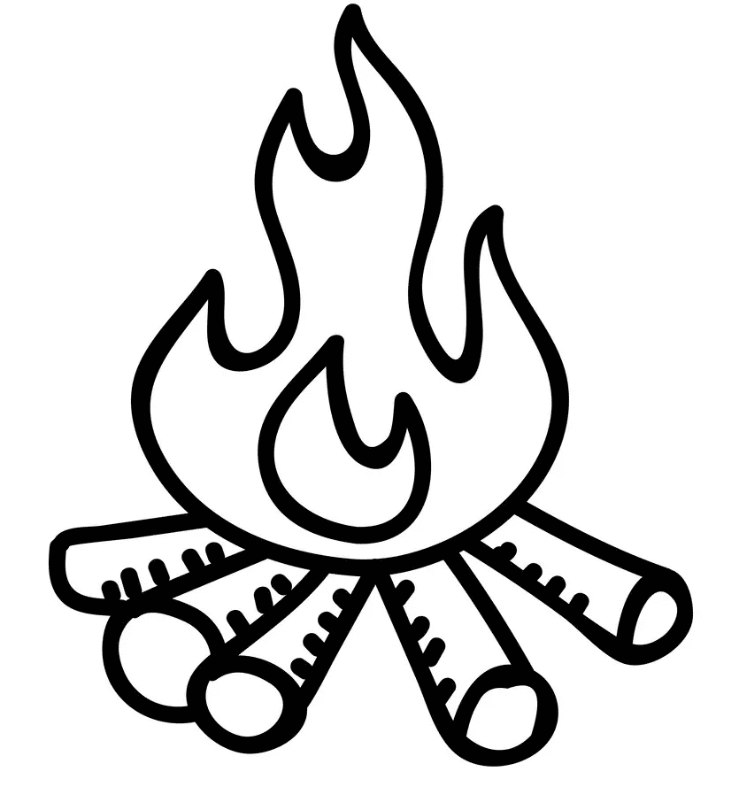 Camping campfire coloring page