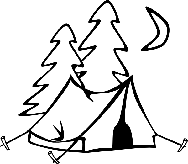 Black and white camping clipart
