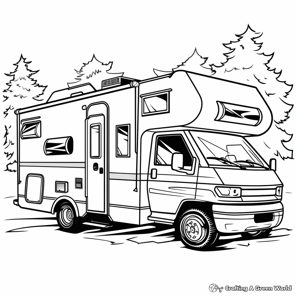 Camper rv coloring pages