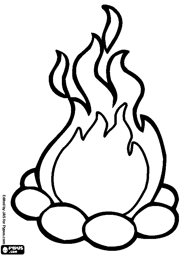 Camping campfire coloring page