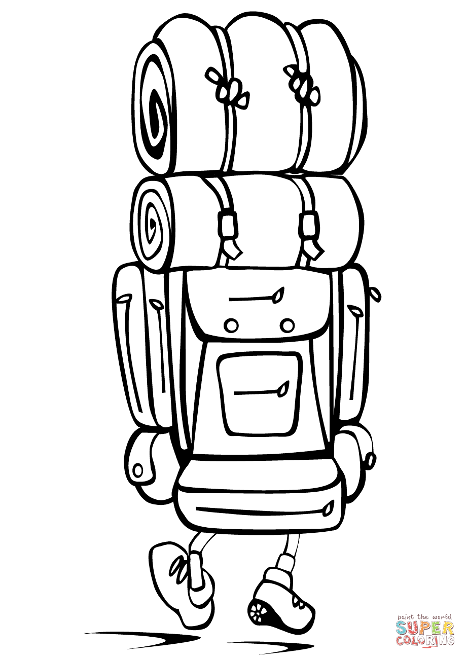 Camping backpack coloring page free printable coloring pages