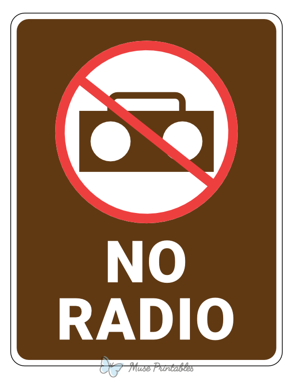 Printable no radio campground sign